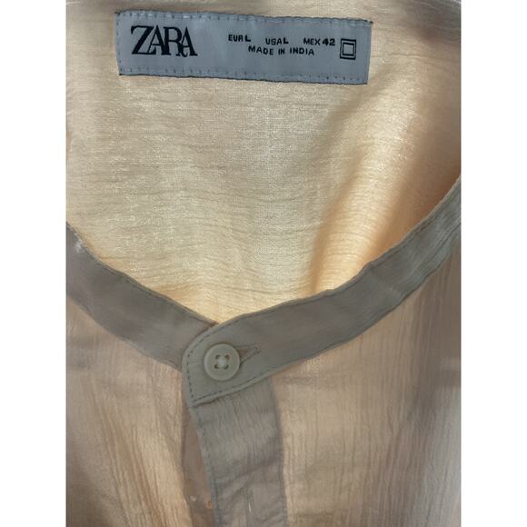 Zara Cream Button-Up Blouse - Picture 3 of 4